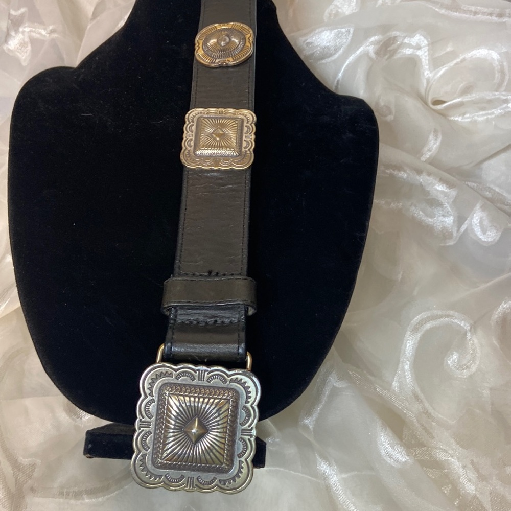 Vintage Brighton Concho leather belt, black